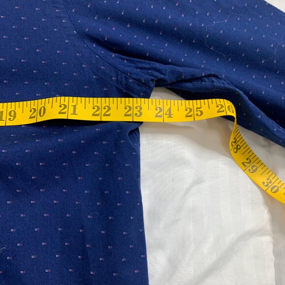 Tommy Hilfiger Men’s XL Blue Long Sleeve Shirt – Micro Red & White Pattern - Picture 7 of 12